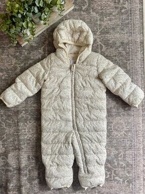 GAP Baby Water-Resistant Hooded Puffer Snowsuit | 6–12 Months | Leopard Print
